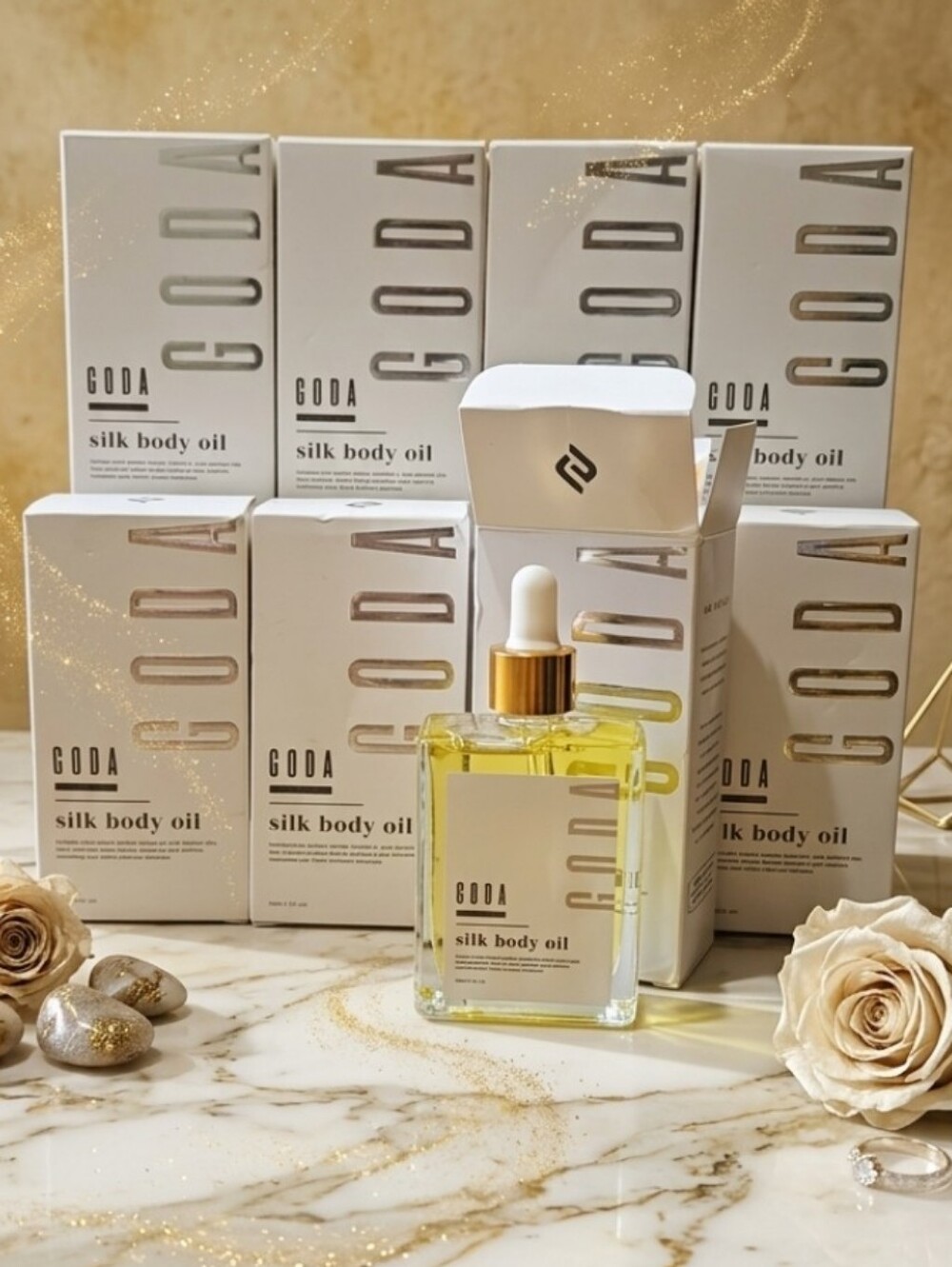 GODA Silk Body Oil – 8 Bottles – Pheromone Infused – New in Box